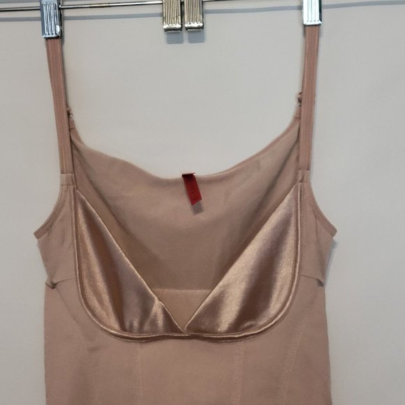SPANX Slimmer & Shine Open Bust Bodysuit Shaper Beige Plus 1X - Picture 2 of 7